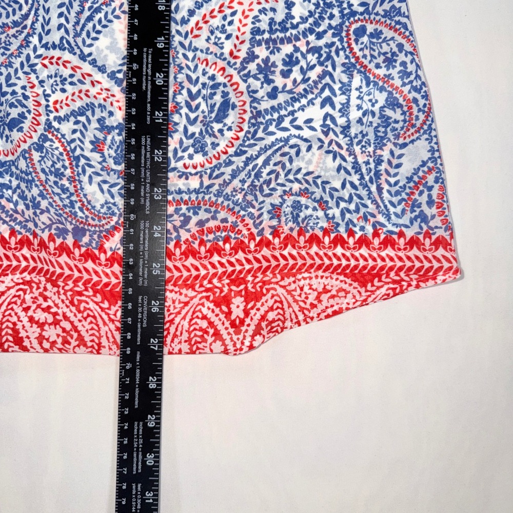 Ariat Blouse Womens Medium Blue Red Paisley Tie Neck Tunic Western Blouse - Picture 6 of 7